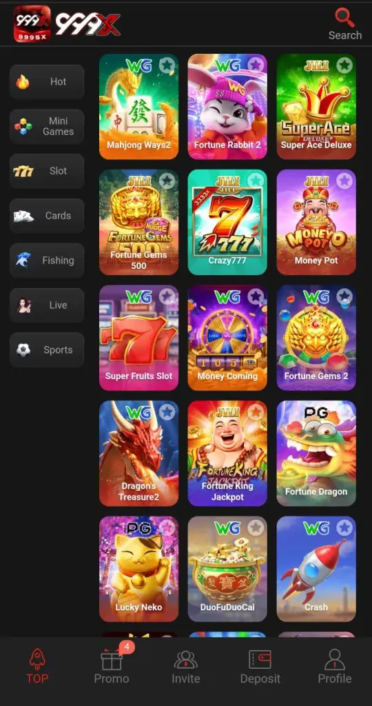 999sx game interface