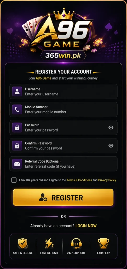 a96 game register