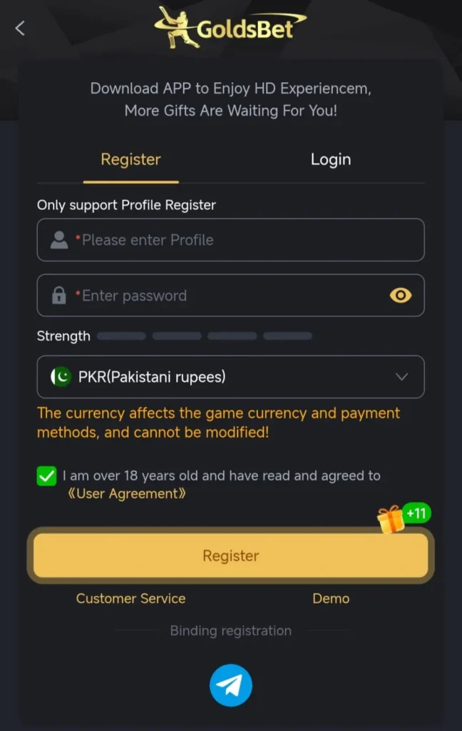 GOLDSBET Game Register