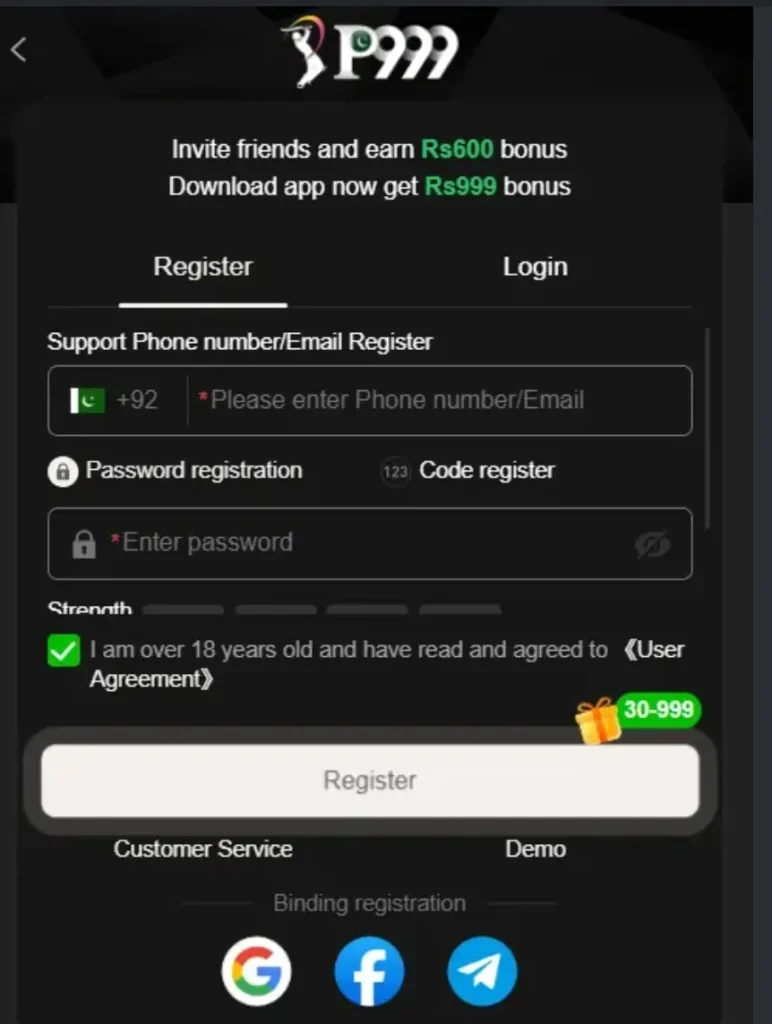 P999 Game Register