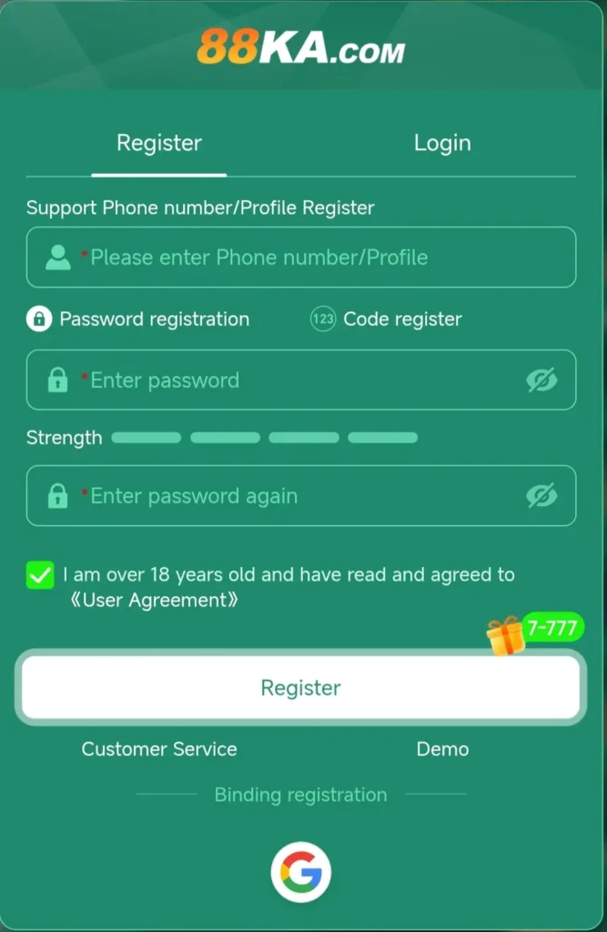 88KA Game Register