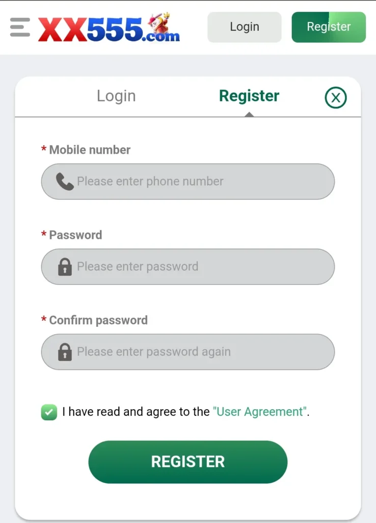 xx555 Game Register