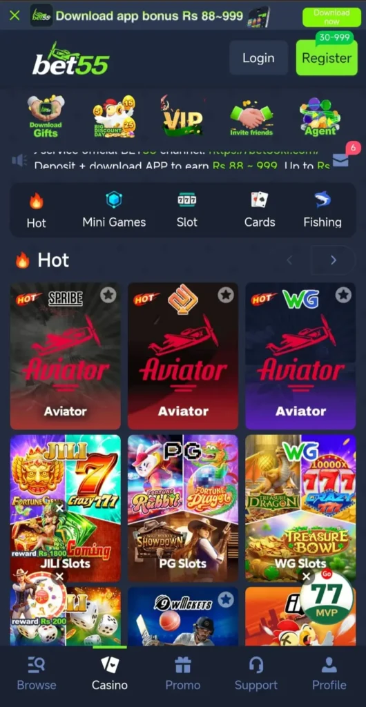 bet55 game interface