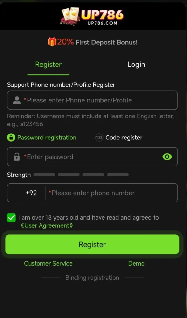 UP786 Game Register