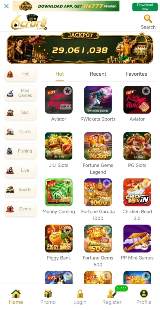 6CRORE Game Interface