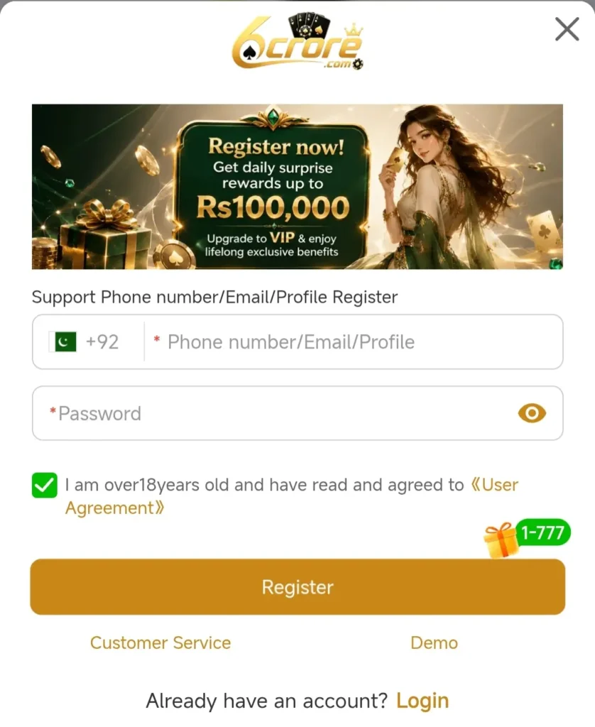 6CRORE Game Register
