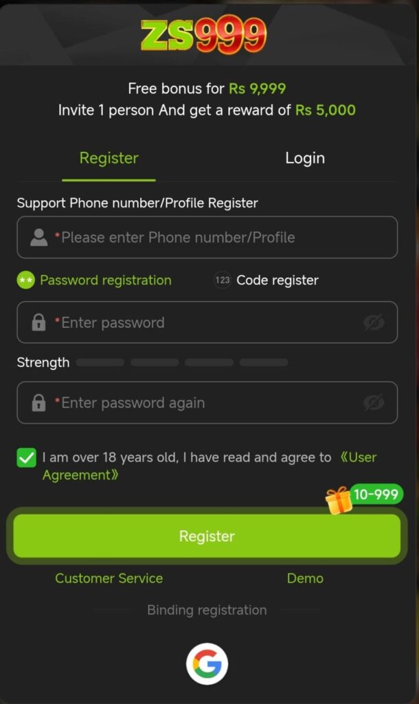 ZS999 Game Register